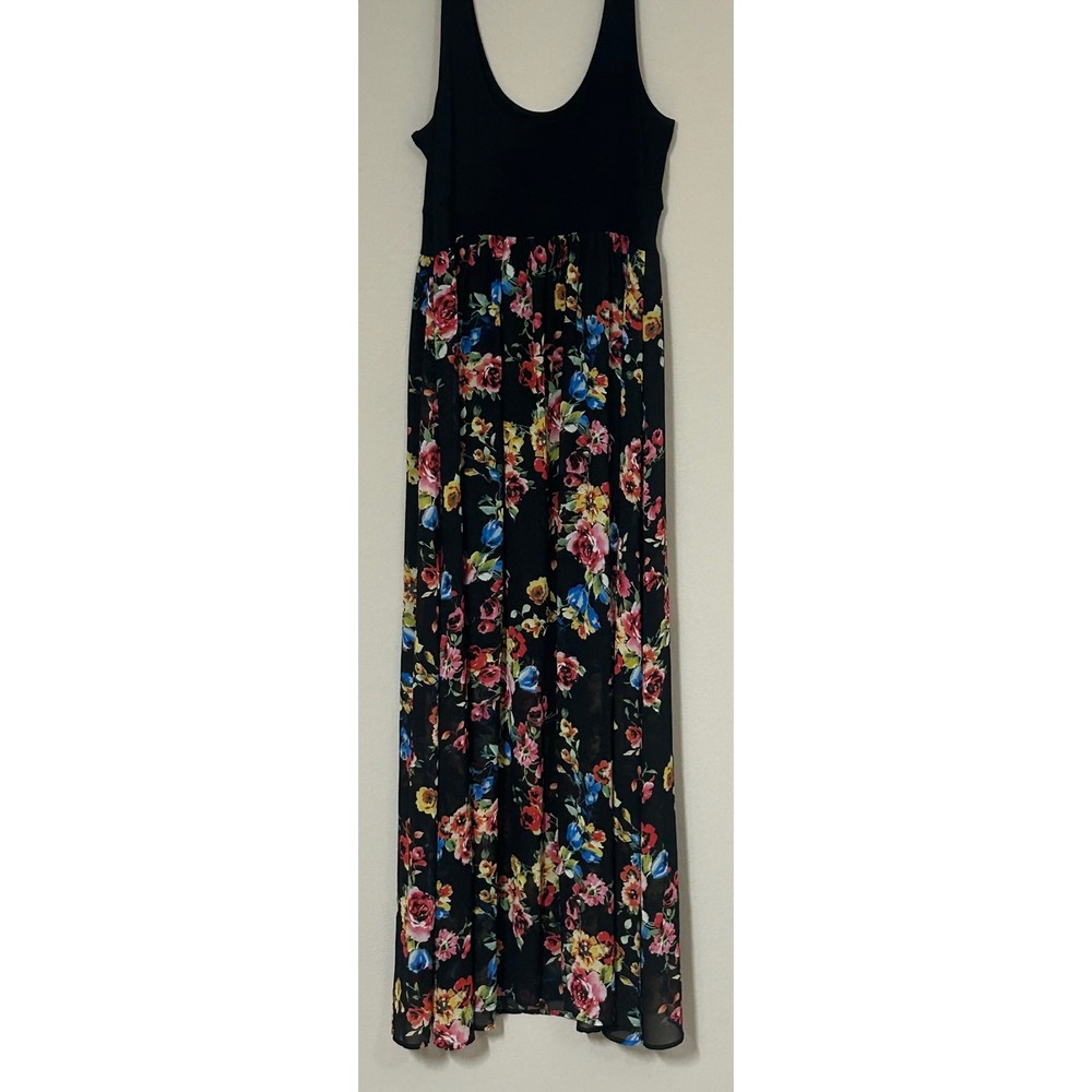 Torrid Women Black Floral Empire Waist Chiffon Maxi Dress Size 00 Large XL